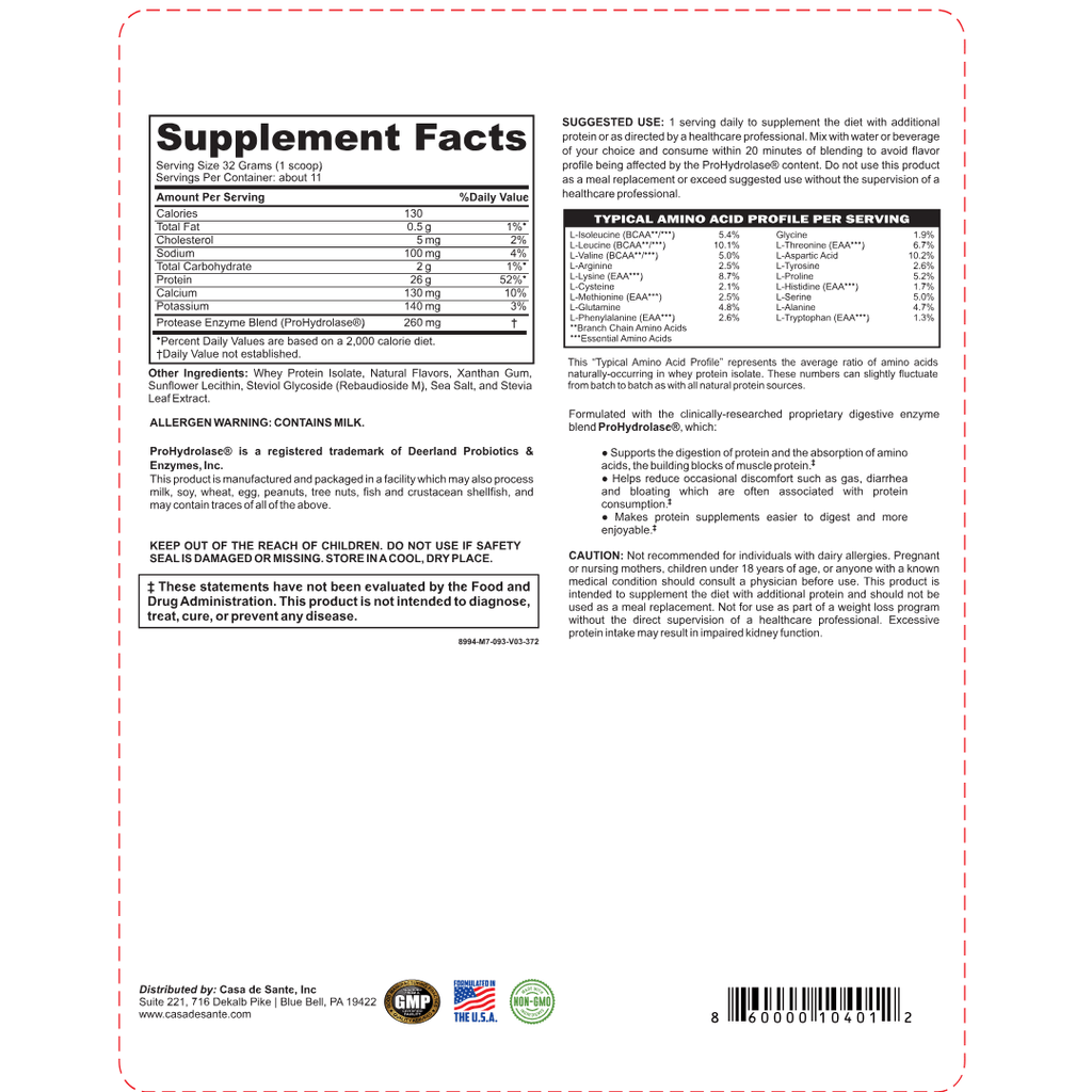 Elemental Whey WPI Protein Powder + Digestive Enzymes (Vanilla) | Low FODMAP & GLP-1 Gut-Gentle Muscle Support